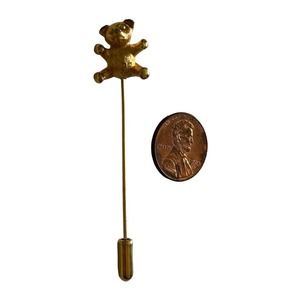 Crown Trifari Gold Tone Teddy Bear Stick Pin Vintage Jewelry